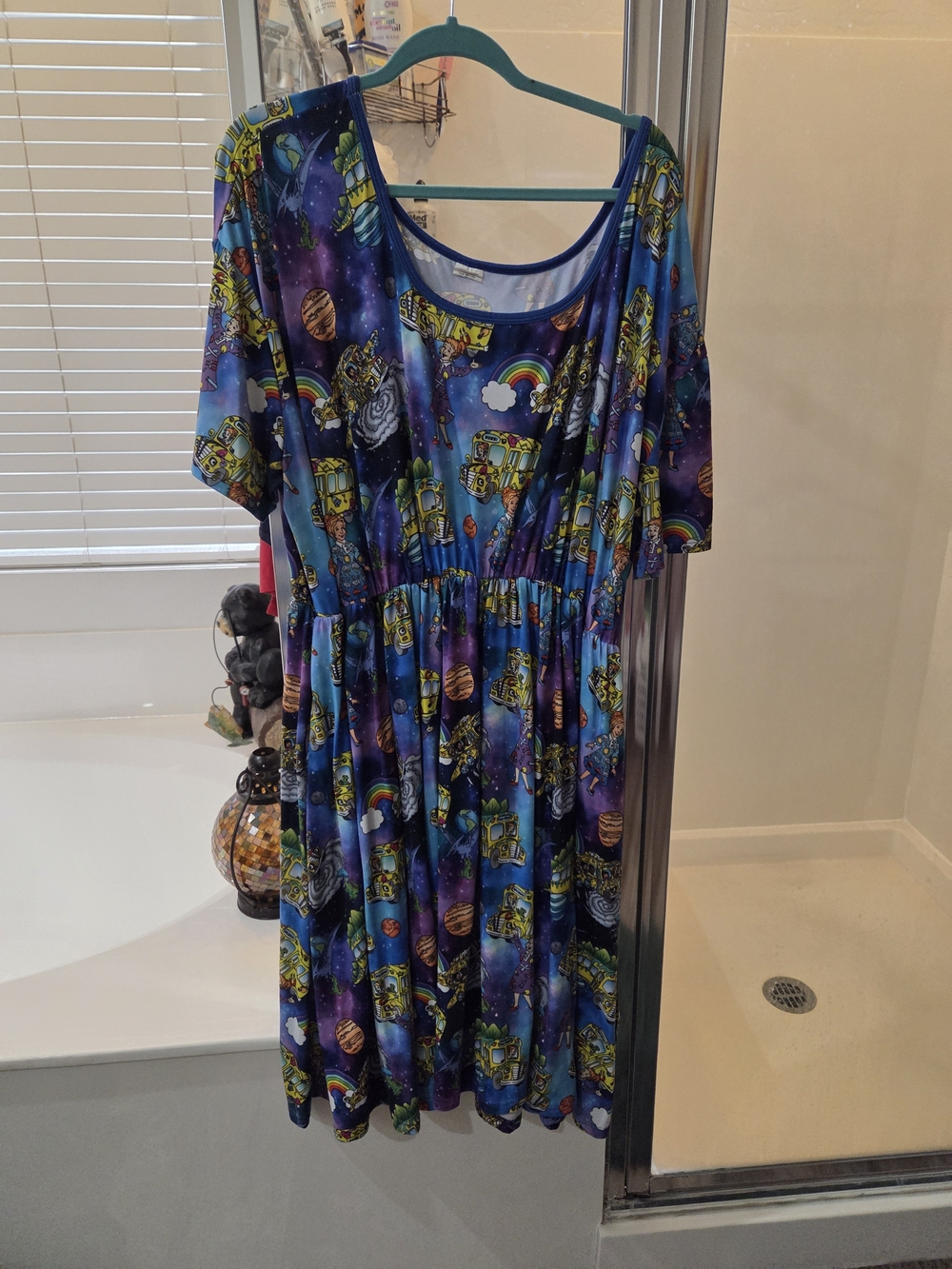 Blue Space-Print Women's Dress